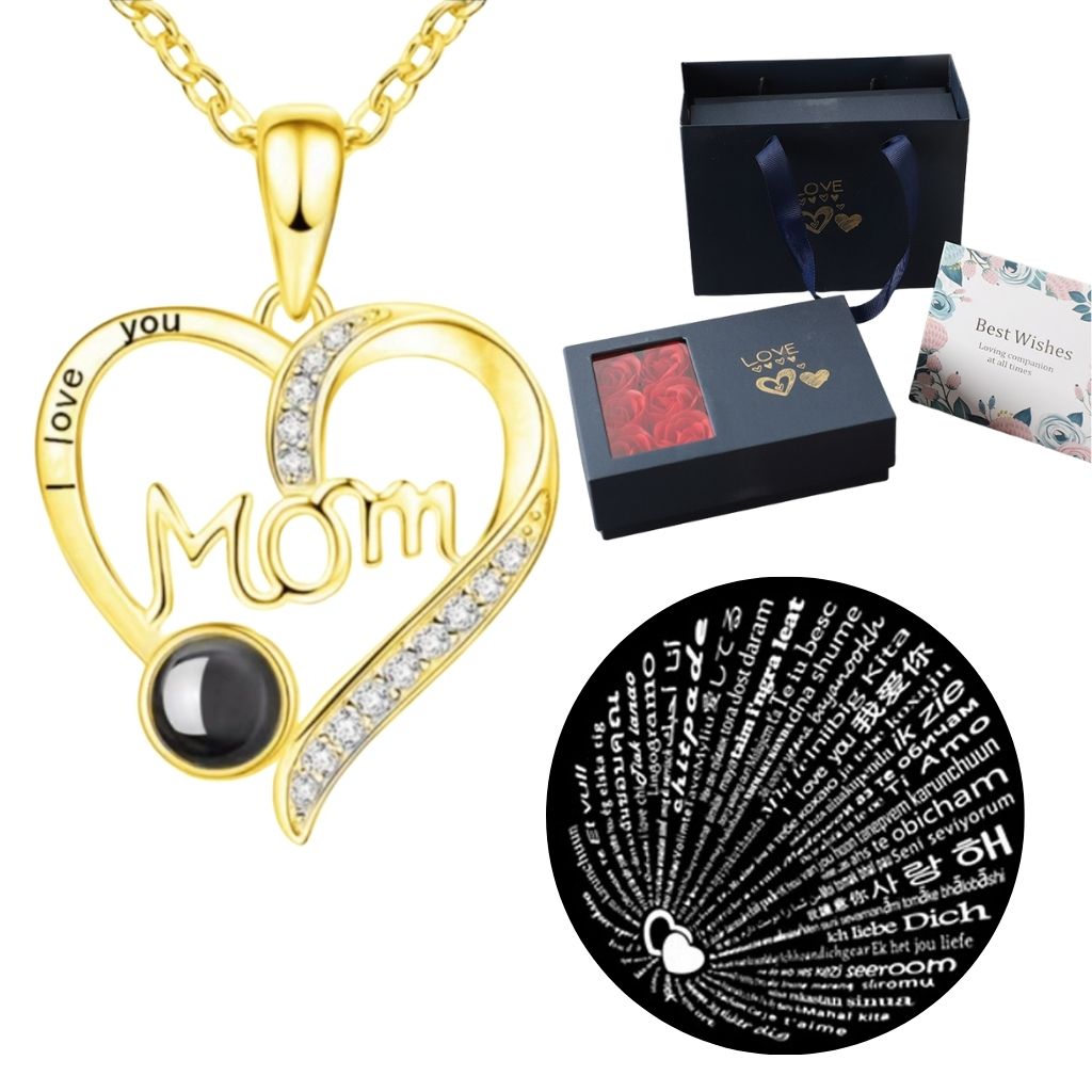 Cadena Regalo Para Mama Y Caja Con Rosas