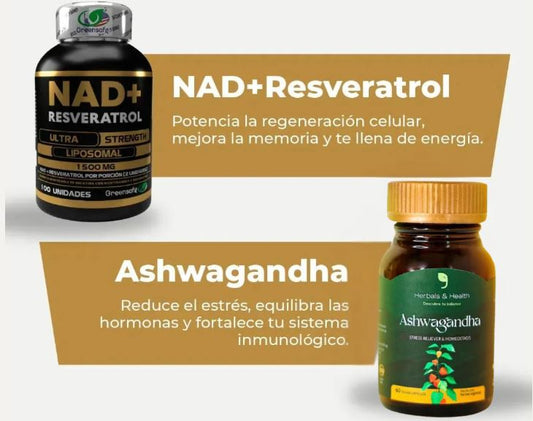 Combo Premium Nad & Resverastrol + Ashwaganda